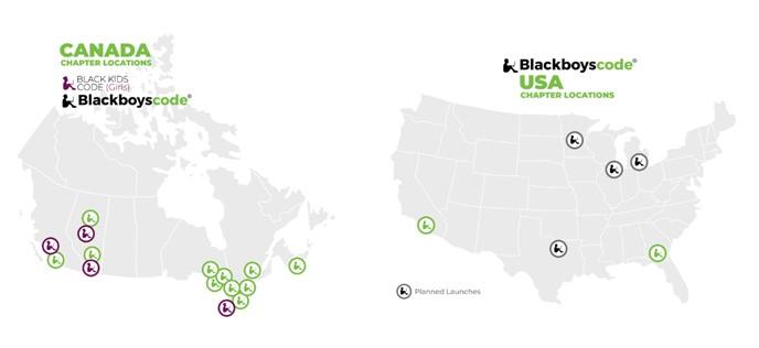 BlackBoysCode Chapters Location Map